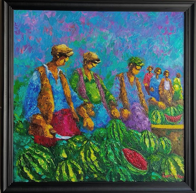 Ömer Erdem imzalı tablo — Yağlı Boya, 75×75 cm, 12.000 TL müzayede satışı