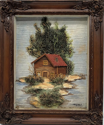 Aysel Güleç imzalı tablo — 23×29 cm, 5.000 TL müzayede satışı