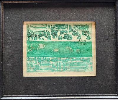 Gülsün Erbil imzalı tablo — Gravür, 20×25 cm, 4.000 TL müzayede satışı