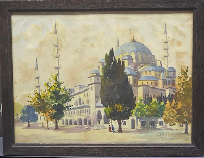 Şerif Renkgörür imzalı tablo — Sulu Boya, 20×30 cm, 15.000 TL müzayede satışı