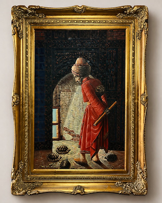 Kaplumbağa Terbiyecisi imzalı tablo — Yağlı Boya, 90×60 cm, 25.000 TL müzayede satışı