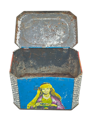 Melek Ciklet Fabrikası Boş Teneke Sakız Kutusu-EnxBoy : 14x9.5 cm