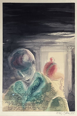 Emin Öztürk imzalı tablo — Karışık Teknik, 46×32 cm, 1.600 TL müzayede satışı