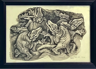 Ali Teoman Germener imzalı tablo — Serigrafi, 32×47 cm, 900 TL müzayede satışı