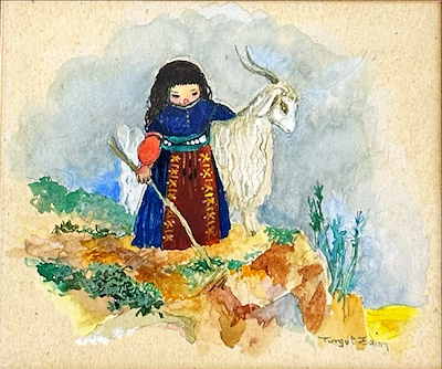 Turgut Zaim imzalı tablo — Karışık Teknik, 15×15 cm, 34.000 TL müzayede satışı