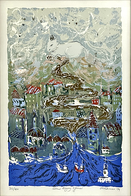Gül Derman imzalı tablo — Serigrafi, 50×35 cm, 3.250 TL müzayede satışı