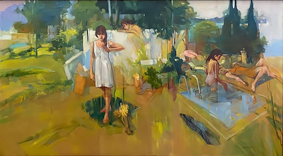 Mahir Güven imzalı tablo — Yağlı Boya, 100×180 cm, 130.000 TL müzayede satışı