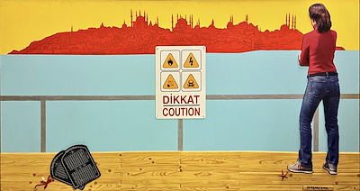 Kezban Arca Batıbeki imzalı tablo — Karışık Teknik, 95×180 cm, 110.000 TL müzayede satışı