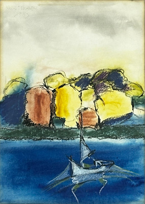 Mahmut Kocamemi imzalı tablo — Karışık Teknik, 37×26 cm, 3.000 TL müzayede satışı