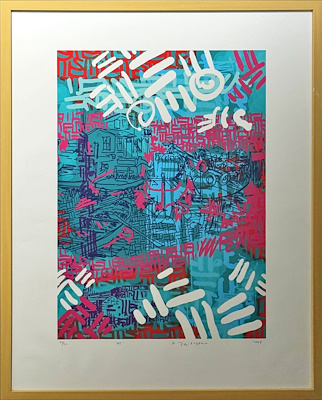 Yiğit Yazıcı imzalı tablo — Serigrafi, 72×60 cm, 10.000 TL müzayede satışı