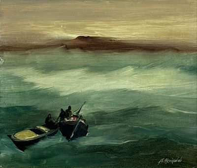 Abdullah Meriçadalı imzalı tablo — Yağlı Boya, 22×27 cm, 7.500 TL müzayede satışı