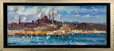 Ersan Ataşer imzalı tablo — Yağlı Boya, 15×37 cm, 4.000 TL müzayede satışı