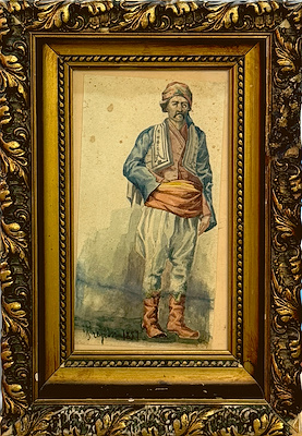 Amedeo Preziosi imzalı tablo — Sulu Boya, 18×10 cm, 110.000 TL müzayede satışı