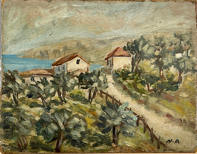Nimet Akdeniz imzalı tablo — Yağlı Boya, 13×18 cm, 7.000 TL müzayede satışı