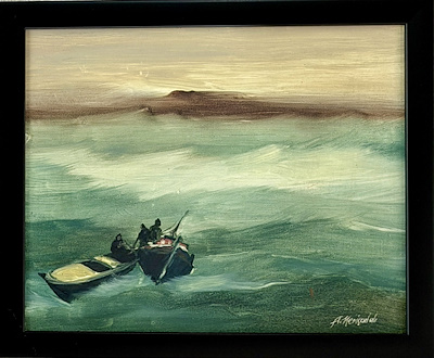 Abdullah Meriçadalı imzalı tablo — Yağlı Boya, 22×26 cm, 3.750 TL müzayede satışı