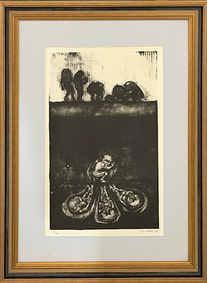 Alaaddin Aksoy imzalı tablo — Serigrafi, 50×35 cm, 19.000 TL müzayede satışı
