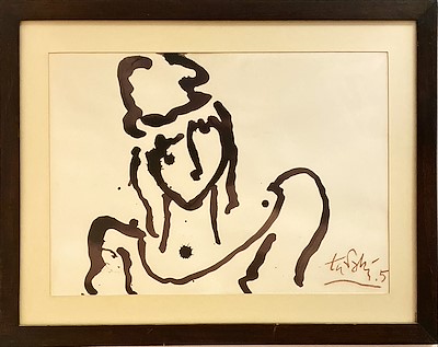 ADNAN TURANİ-PORTRE 35cm x 50cm KAĞIT ÜZERİNE GUAJ 2005 TARİHLİ