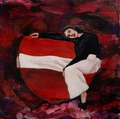 Ali Şahin imzalı tablo — Karışık Teknik, 50×50 cm, 4.000 TL müzayede satışı