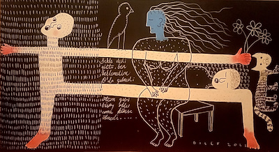 Dilek Özalp imzalı tablo — Akrilik Boya, 63×120 cm, 11.000 TL müzayede satışı