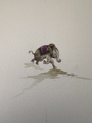 Meryem Bayraktar imzalı tablo — Sulu Boya, 15×15 cm, 1.200 TL müzayede satışı