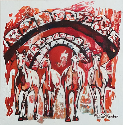 Pınar Kanber imzalı tablo — Akrilik Boya, 40×40 cm, 6.000 TL müzayede satışı