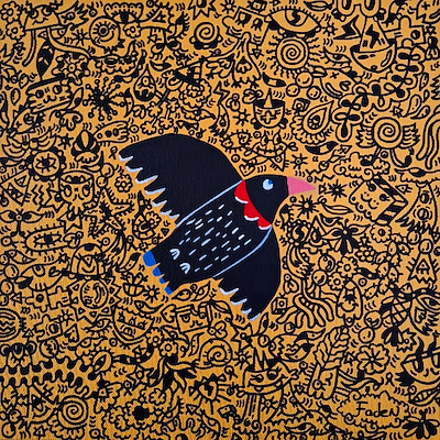 Faden Aksöz imzalı tablo — Akrilik Boya, 25×25 cm, 3.000 TL müzayede satışı