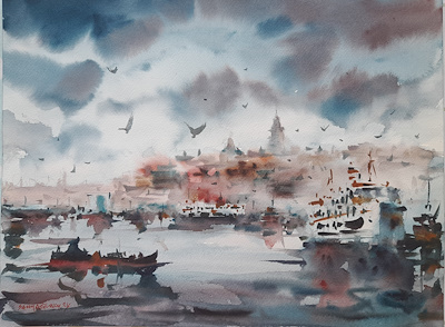 Saim Altuncu imzalı tablo — Sulu Boya, 41×31 cm, 1.500 TL müzayede satışı