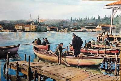 Ömer İnan imzalı tablo — Sulu Boya, 38×56 cm, 5.000 TL müzayede satışı
