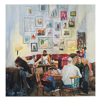 İsmail Erbaş imzalı tablo — Sulu Boya, 40×40 cm, 2.600 TL müzayede satışı