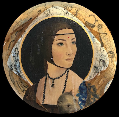 Elif Yurtsever imzalı tablo — Karışık Teknik, 35×35 cm, 5.000 TL müzayede satışı