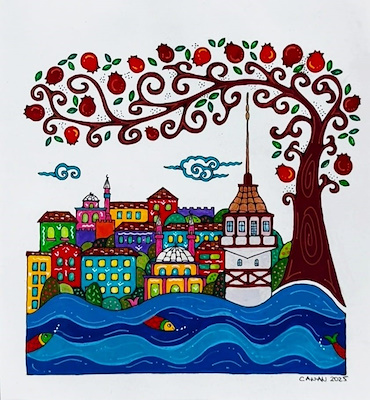 Canan Harmancı Demirel imzalı tablo — Karışık Teknik, 22×20 cm, 2.500 TL müzayede satışı