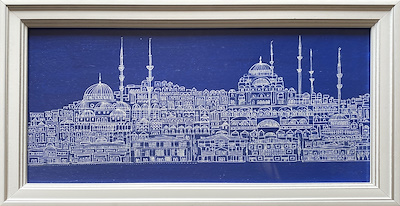 Sedat Emre imzalı tablo — Akrilik Boya, 17×34.5 cm, 3.000 TL müzayede satışı