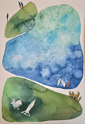 Shahnaz Aghayeva imzalı tablo — Sulu Boya, 25×35 cm, 3.500 TL müzayede satışı