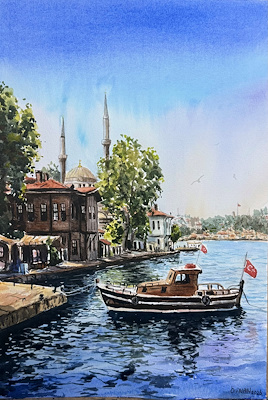 Ömer İnan imzalı tablo — Akrilik Boya, 38×28 cm, 3.000 TL müzayede satışı