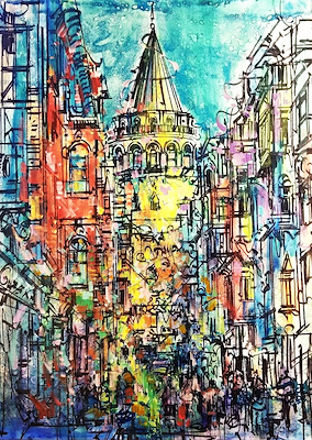 Tuncay Şevketoğlu imzalı tablo — Karışık Teknik, 140×100 cm, 21.000 TL müzayede satışı