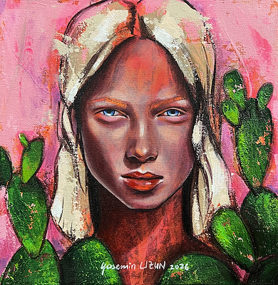 Yasemin Uzun imzalı tablo — Akrilik Boya, 25×25 cm, 7.000 TL müzayede satışı
