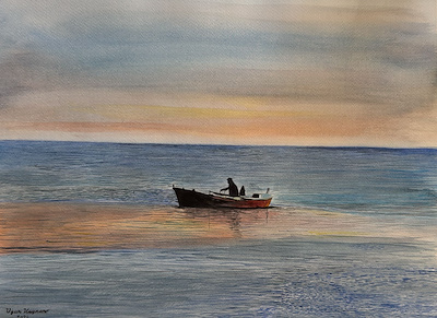 Uğur Kaynar imzalı tablo — Sulu Boya, 48×36 cm, 8.000 TL müzayede satışı