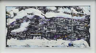 Mustafa Özkan imzalı tablo — Yağlı Boya, 30×63 cm, 30.000 TL müzayede satışı