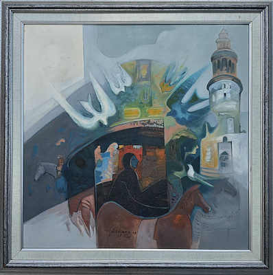Veli Sapaz imzalı tablo — Yağlı Boya, 65×65 cm, 23.000 TL müzayede satışı