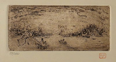 Aliye Berger imzalı tablo — Gravür, 23×33 cm, 18.000 TL müzayede satışı