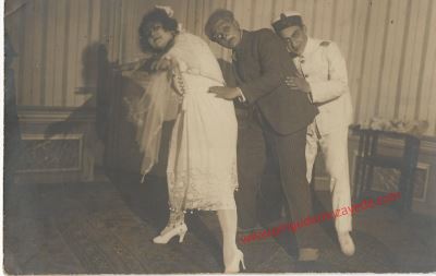 TİYATRO-Eliza Binemeciyan, Galip Bey, Cemal Sahir, 9x14 cm