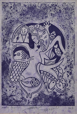 Mine Arasan imzalı tablo — Gravür, 32×22 cm, 3.541 TL müzayede satışı
