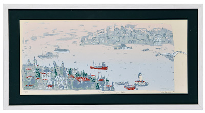 Gül Derman imzalı tablo — Serigrafi, 27×60 cm, 9.915 TL müzayede satışı