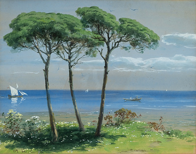 Hoca Ali Rıza imzalı tablo — Sulu Boya, 22×28.5 cm, 800.000 TL müzayede satışı