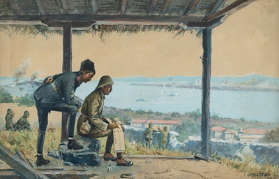 Hayri Çizel imzalı tablo — Guaj, 28×45 cm, 76.000 TL müzayede satışı
