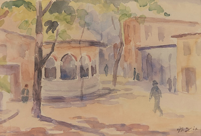 Nazmi Ziya imzalı tablo — Sulu Boya, 20×30 cm, 350.000 TL müzayede satışı