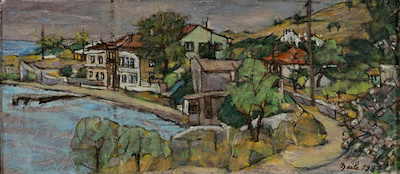 Naile Akıncı imzalı tablo — Yağlı Boya, 18×41 cm, 320.000 TL müzayede satışı