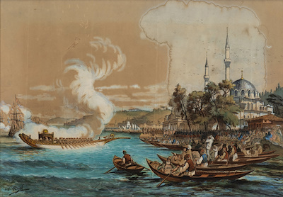 Hayri Çizel imzalı tablo — Guaj, 40×60 cm, 56.000 TL müzayede satışı