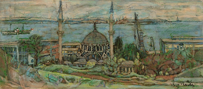 Naile Akıncı imzalı tablo — Yağlı Boya, 18×41 cm, 290.000 TL müzayede satışı